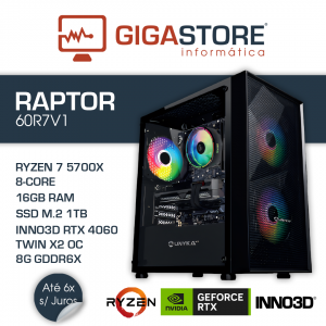 Desktop Gaming RAPTOR-60R7V1 RYZEN 7 5700X 16GB RAM 1TB SSD W11